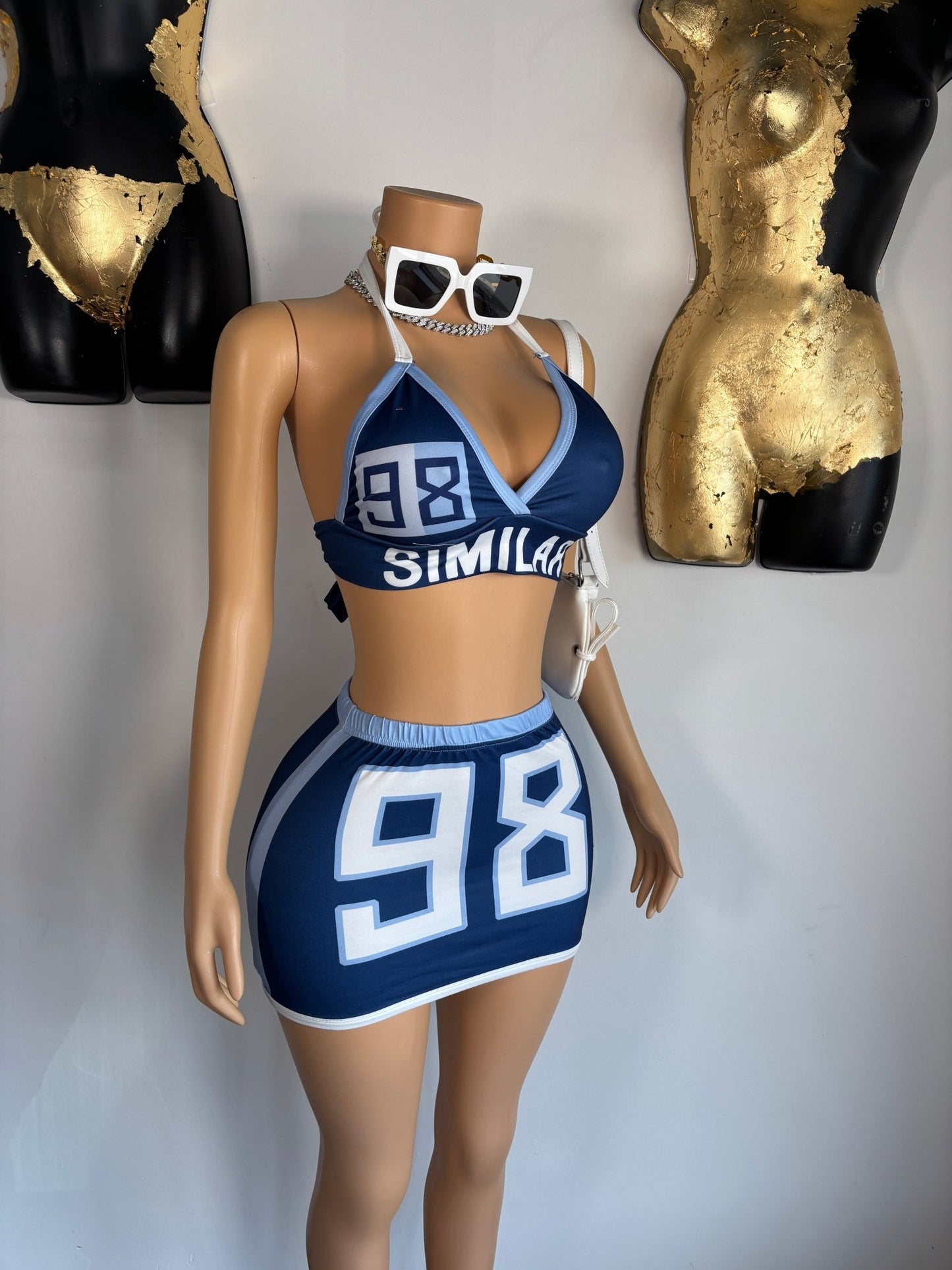 98 Skirt Set - Blue - Head Over Heels: All In One Boutique