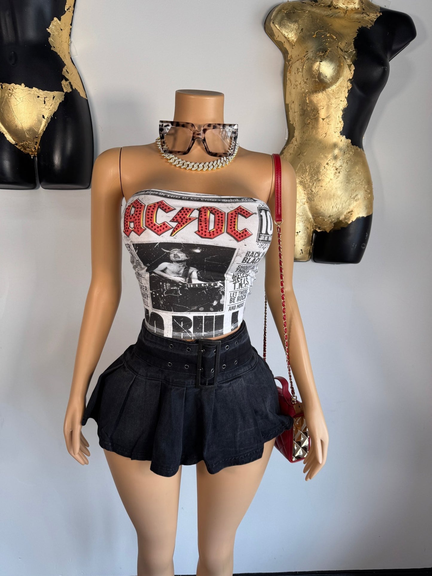 Buckle Pleated Skirt - Black - Head Over Heels: All In One Boutique