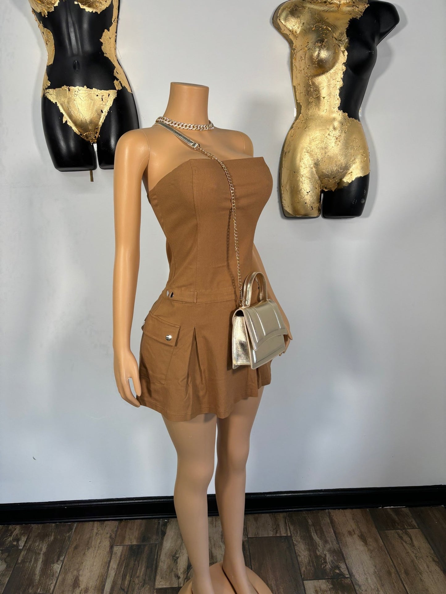 Carbon Copy Dress - Camel - Head Over Heels: All In One Boutique