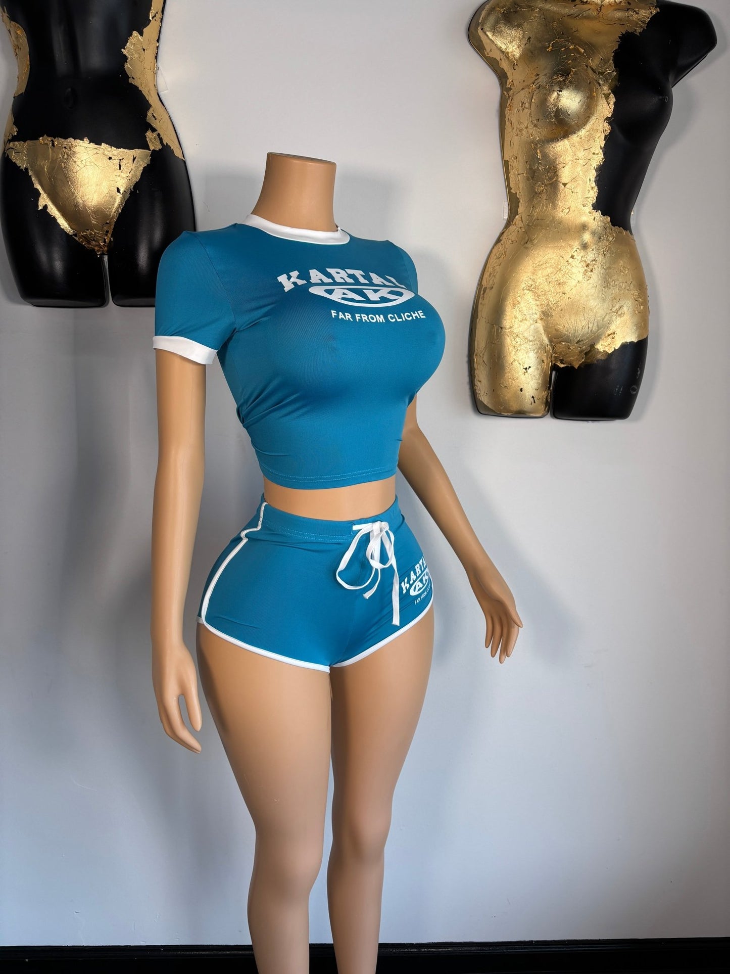 Clock That Short Set - Blue - Head Over Heels: All In One Boutique