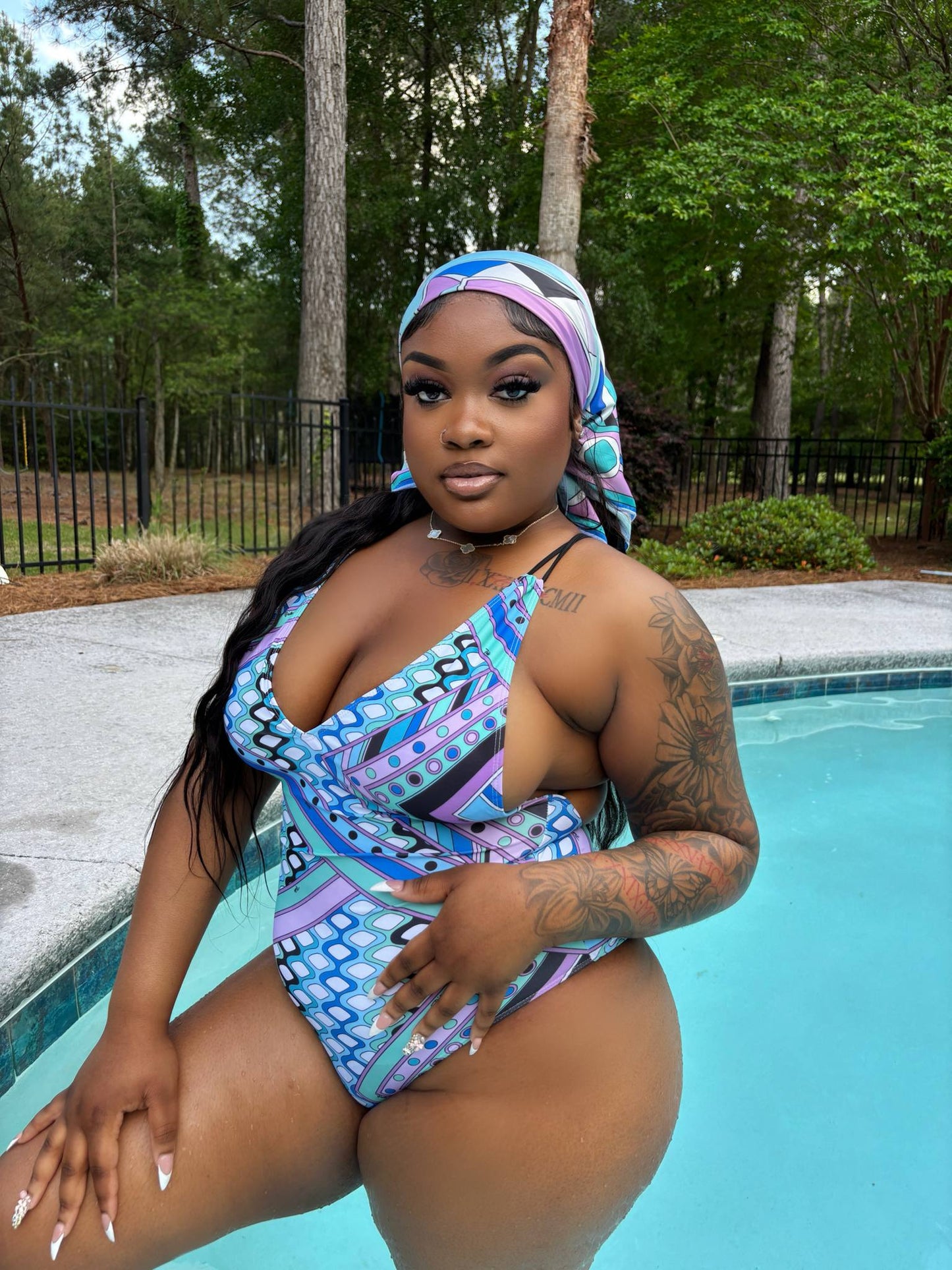 Keep It P Monokini - Light Blue Multi (FINAL SALE) - Head Over Heels: All In One Boutique
