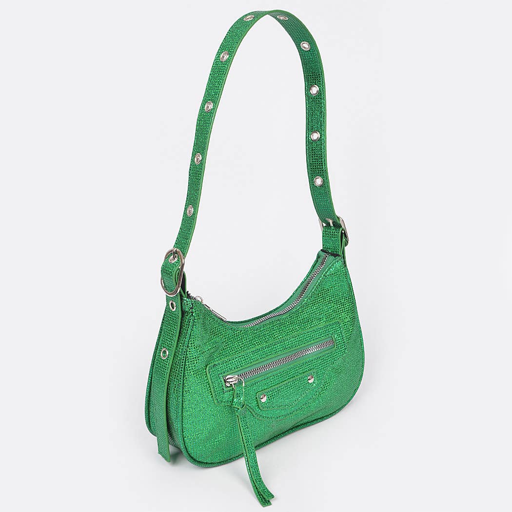 Metallic Zip Handbag - Green (FINAL SALE) - Head Over Heels: All In One Boutique