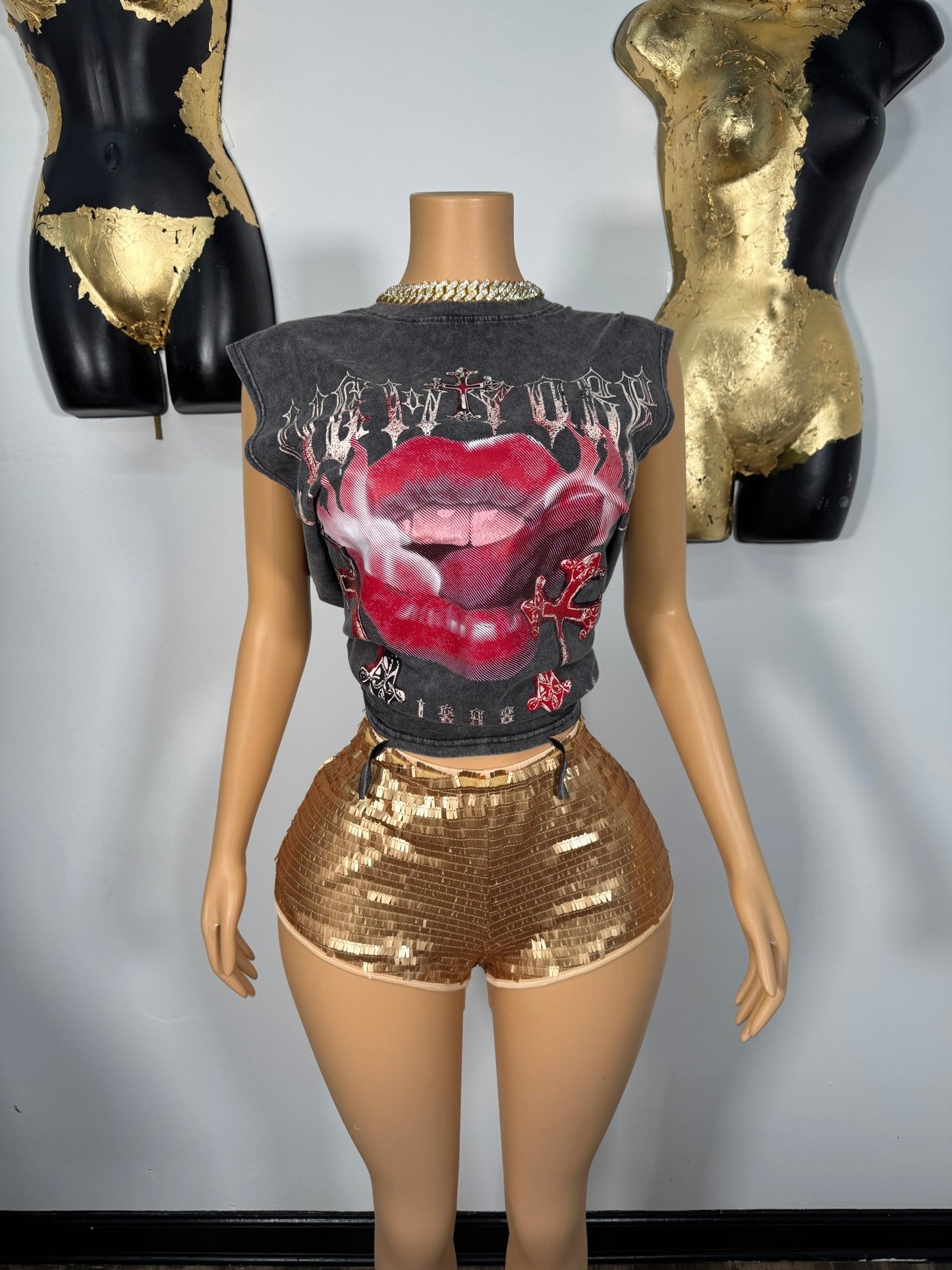 More Sequin Shorts - Gold - Head Over Heels: All In One Boutique