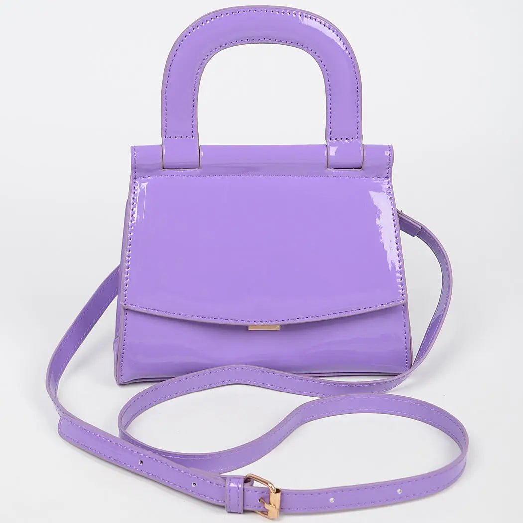 Patent Leather Top Handle Clutch - Lavender (Final Sale) - Head Over Heels: All In One Boutique