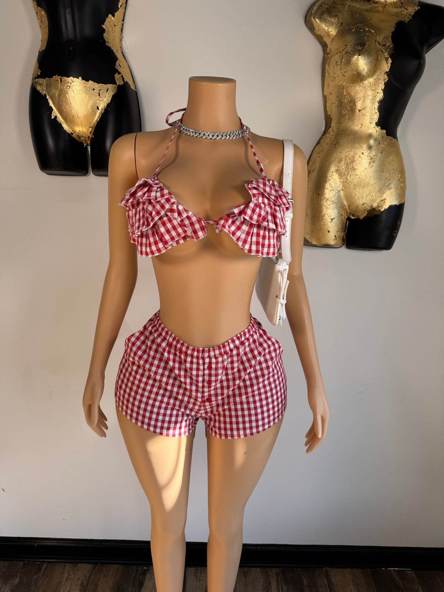 Picnic Short Set - Red Plaid - Head Over Heels: All In One Boutique
