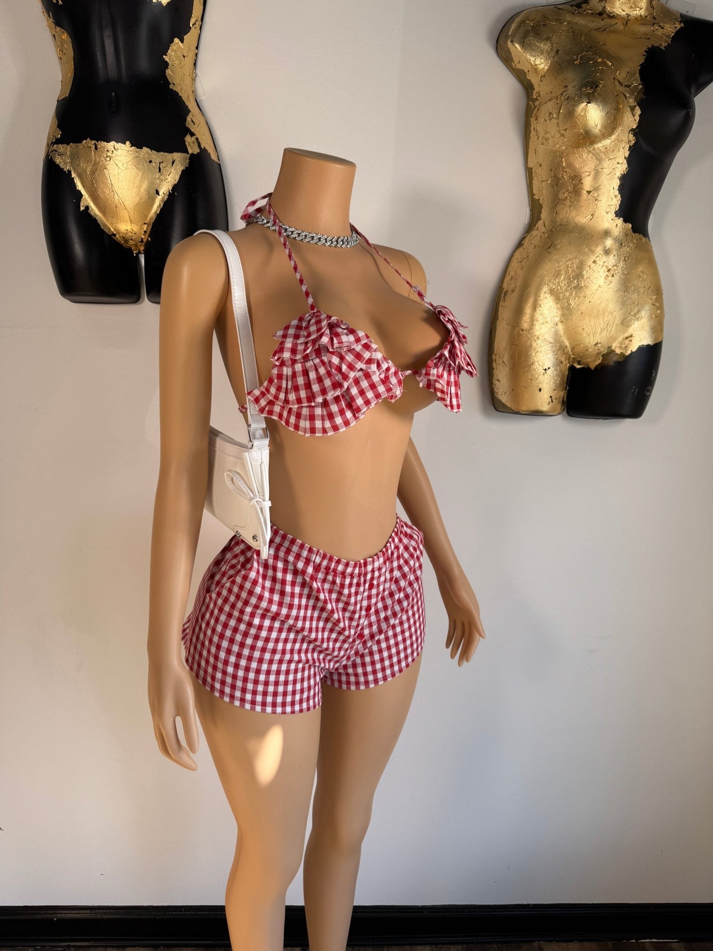 Picnic Short Set - Red Plaid - Head Over Heels: All In One Boutique
