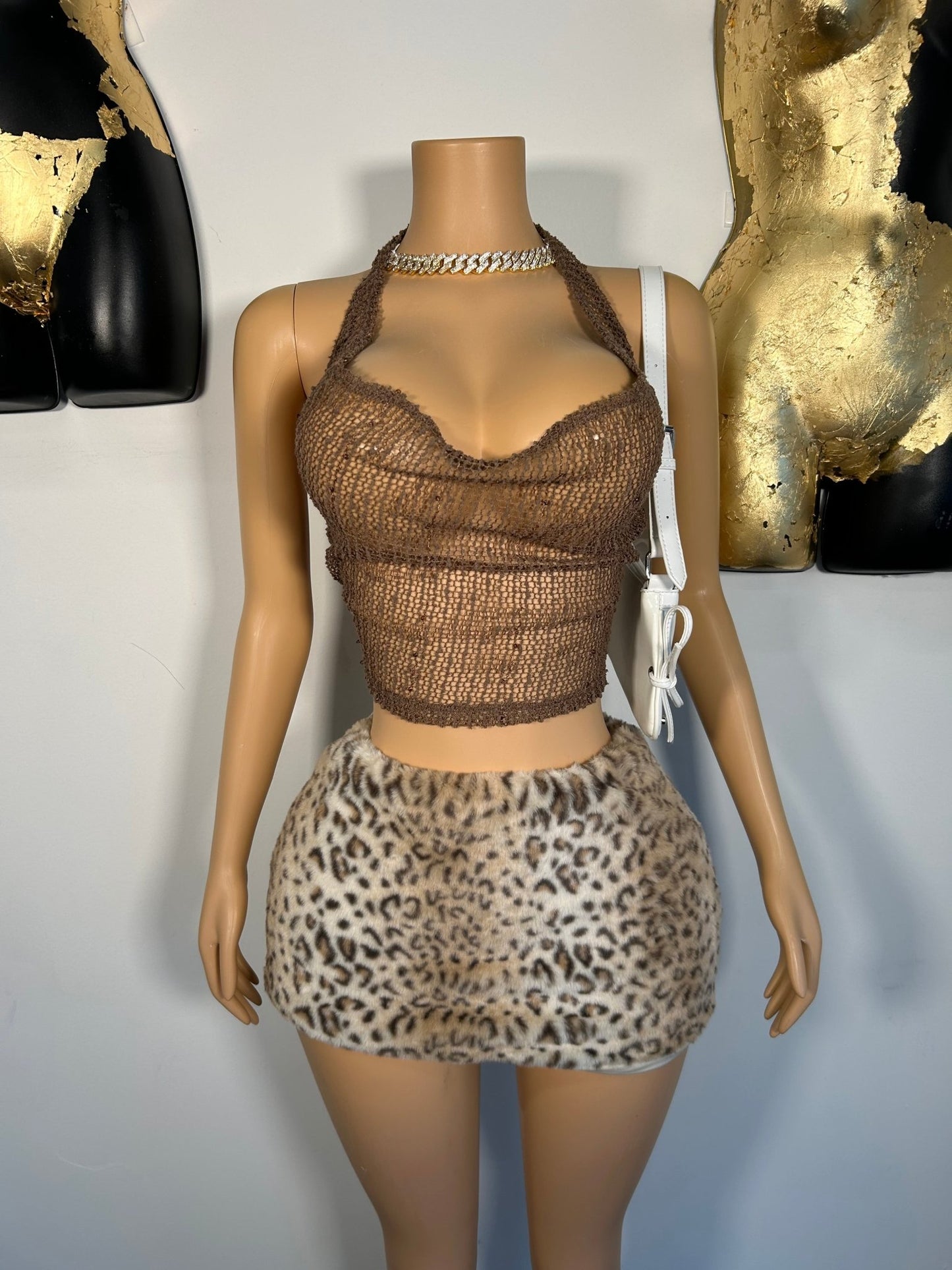 Plunge Knit Top - Brown - Head Over Heels: All In One Boutique