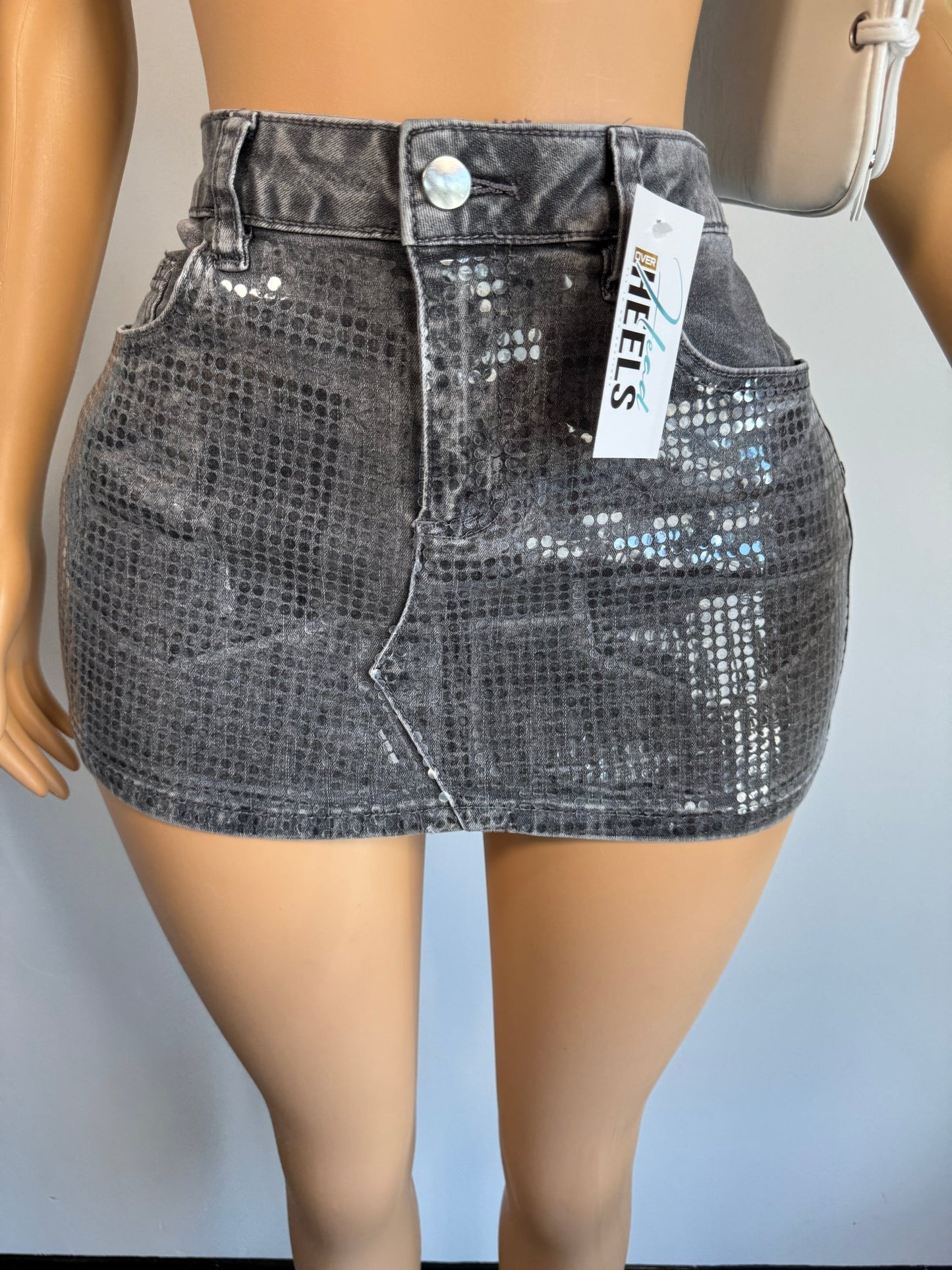 Shine On Skirt - Grey Denim - Head Over Heels: All In One Boutique