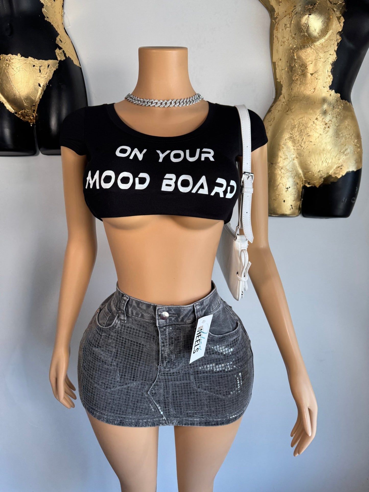 Shine On Skirt - Grey Denim - Head Over Heels: All In One Boutique