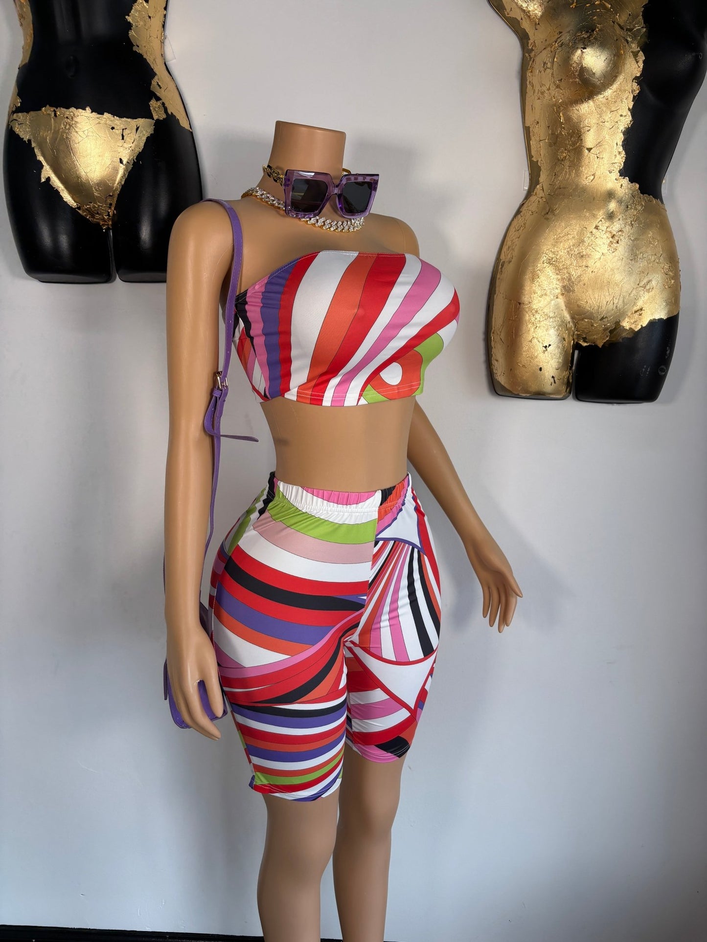 Sunset Baddie Short Set - Multi - Head Over Heels: All In One Boutique