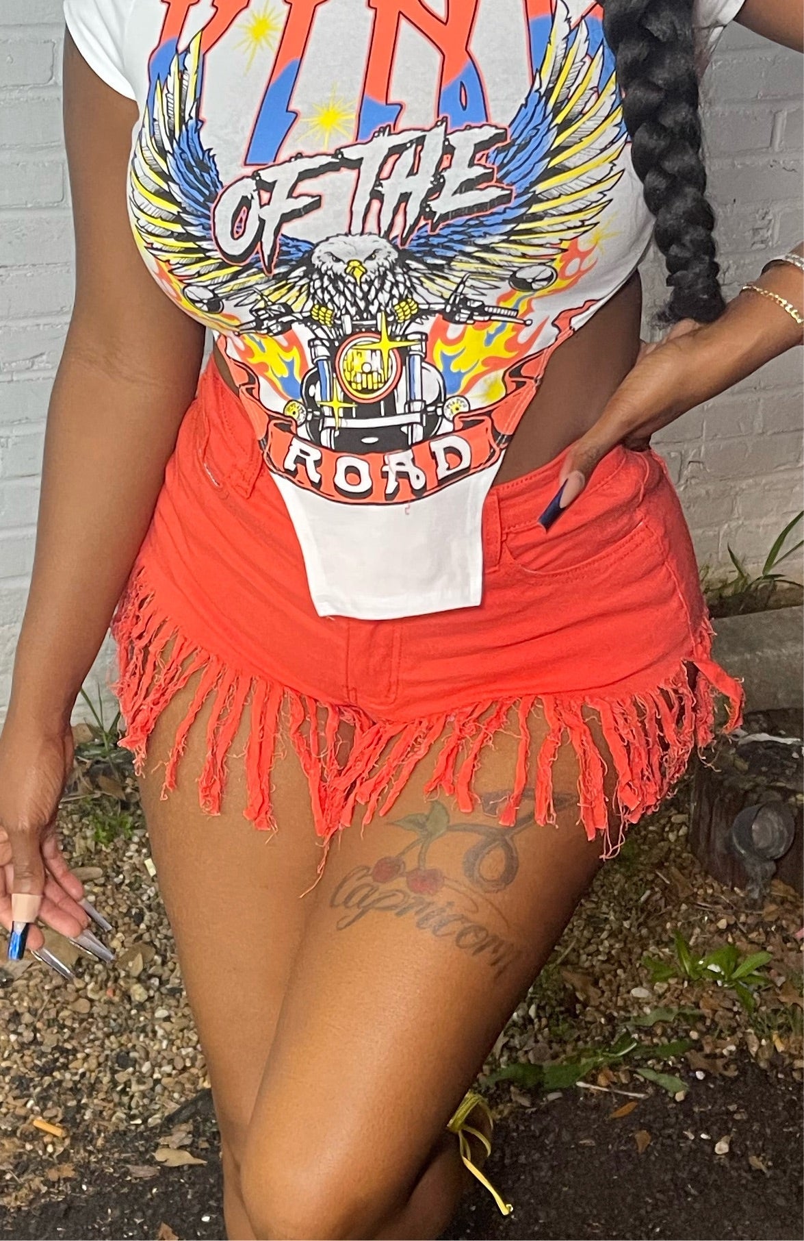 Fringe Shorts- Orange