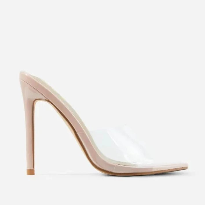 Nude slide heels best sale