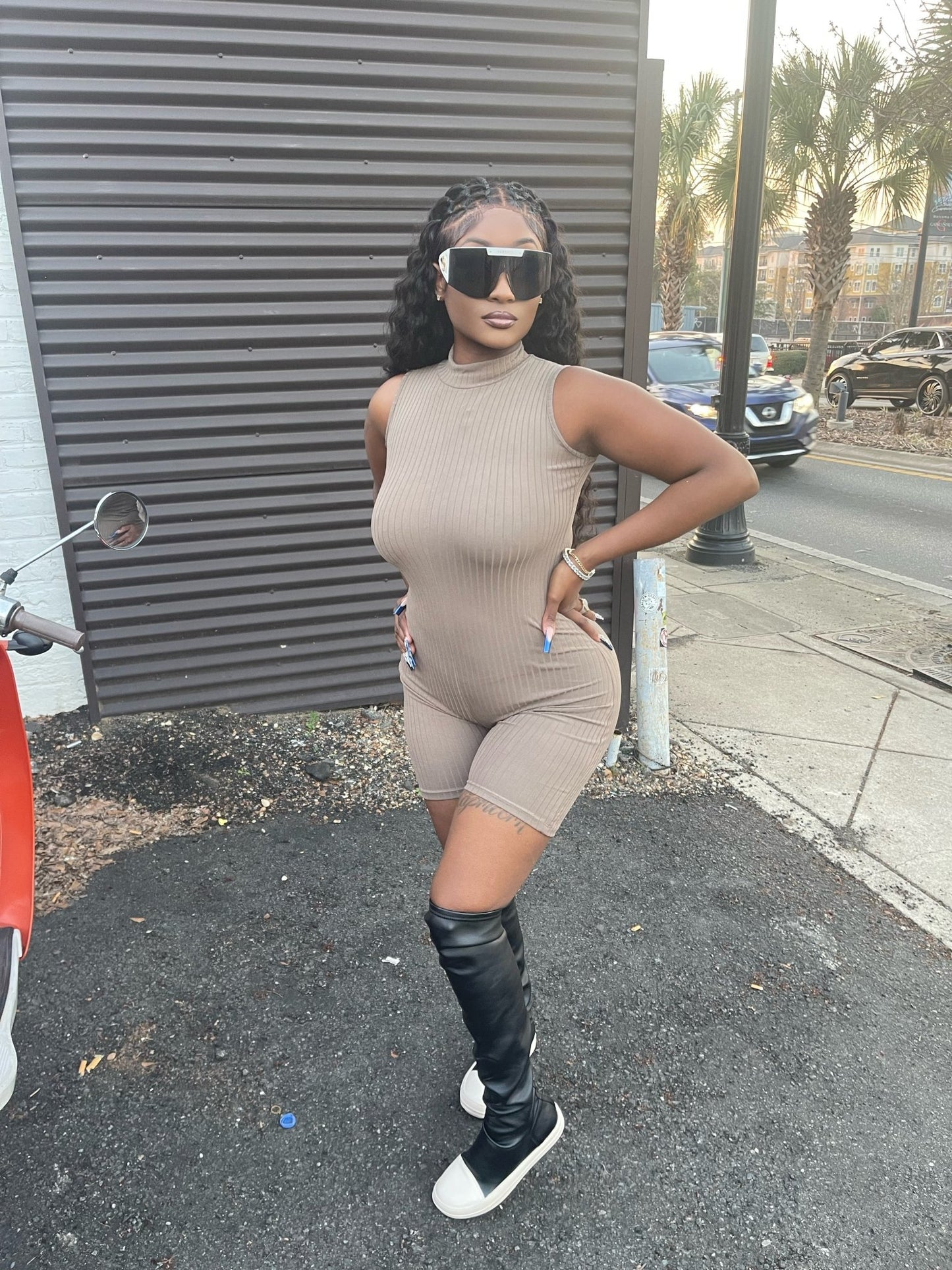 Lila Romper- Taupe - Head Over Heels: All In One Boutique