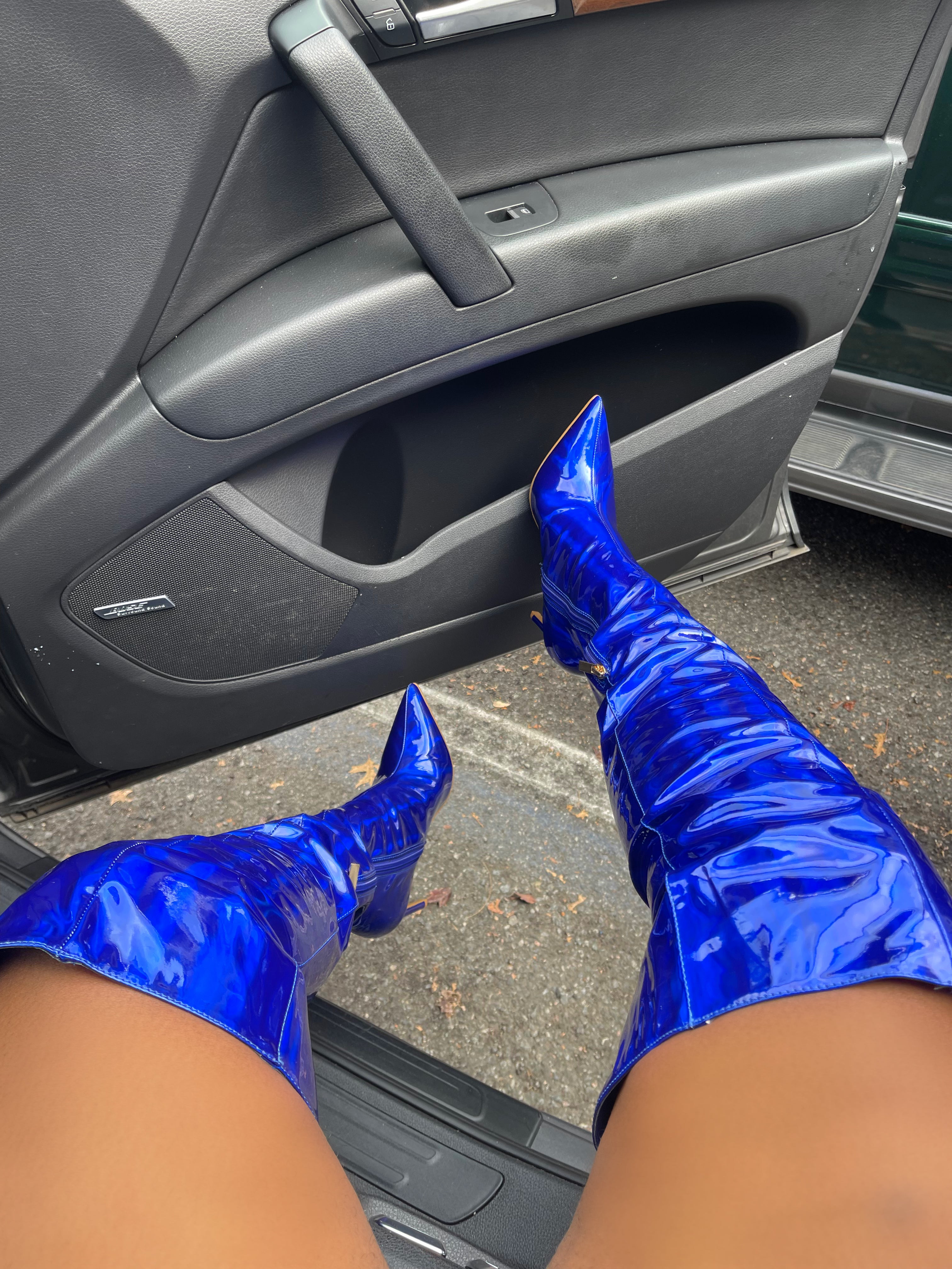 Electric blue hotsell thigh high boots