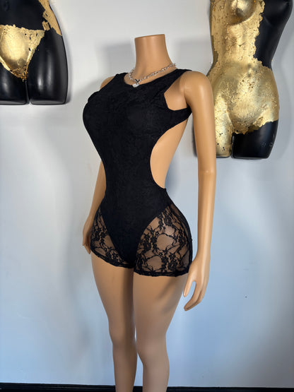 Keep Up With Me Romper- Black (FINAL SALE)