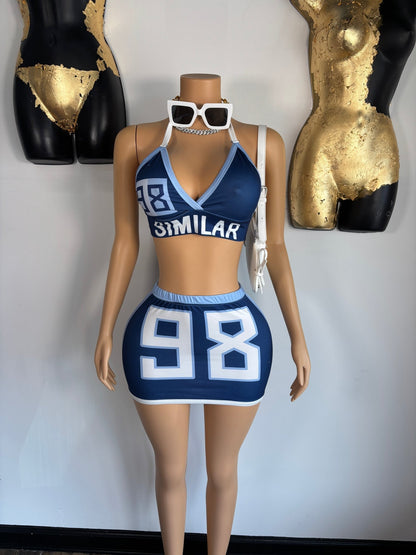 98 Skirt Set - Blue - Head Over Heels: All In One Boutique