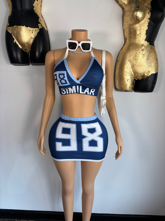 98 Skirt Set - Blue - Head Over Heels: All In One Boutique