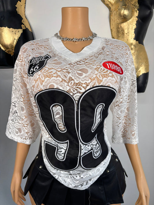 99 Problems Lace Jersey - White - Head Over Heels: All In One Boutique