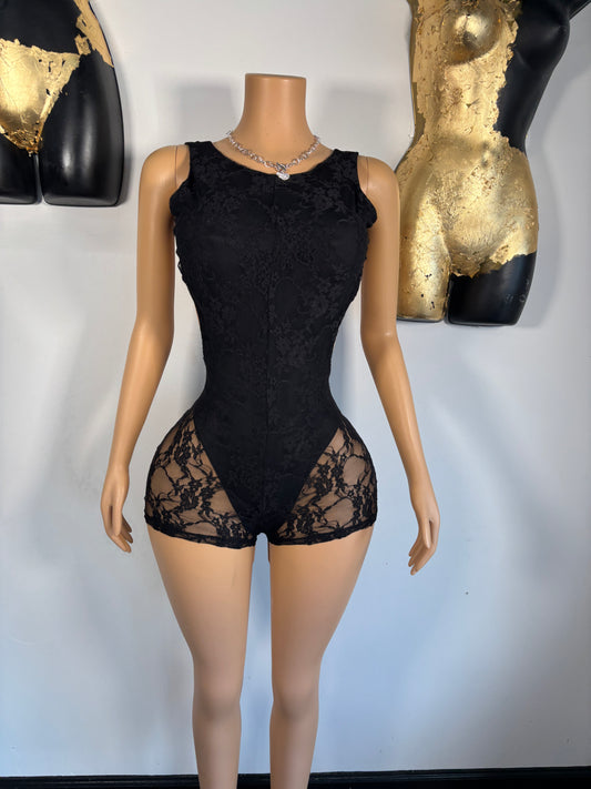 Keep Up With Me Romper- Black (FINAL SALE)