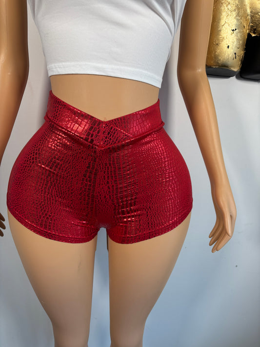 Croc Shorts- Red