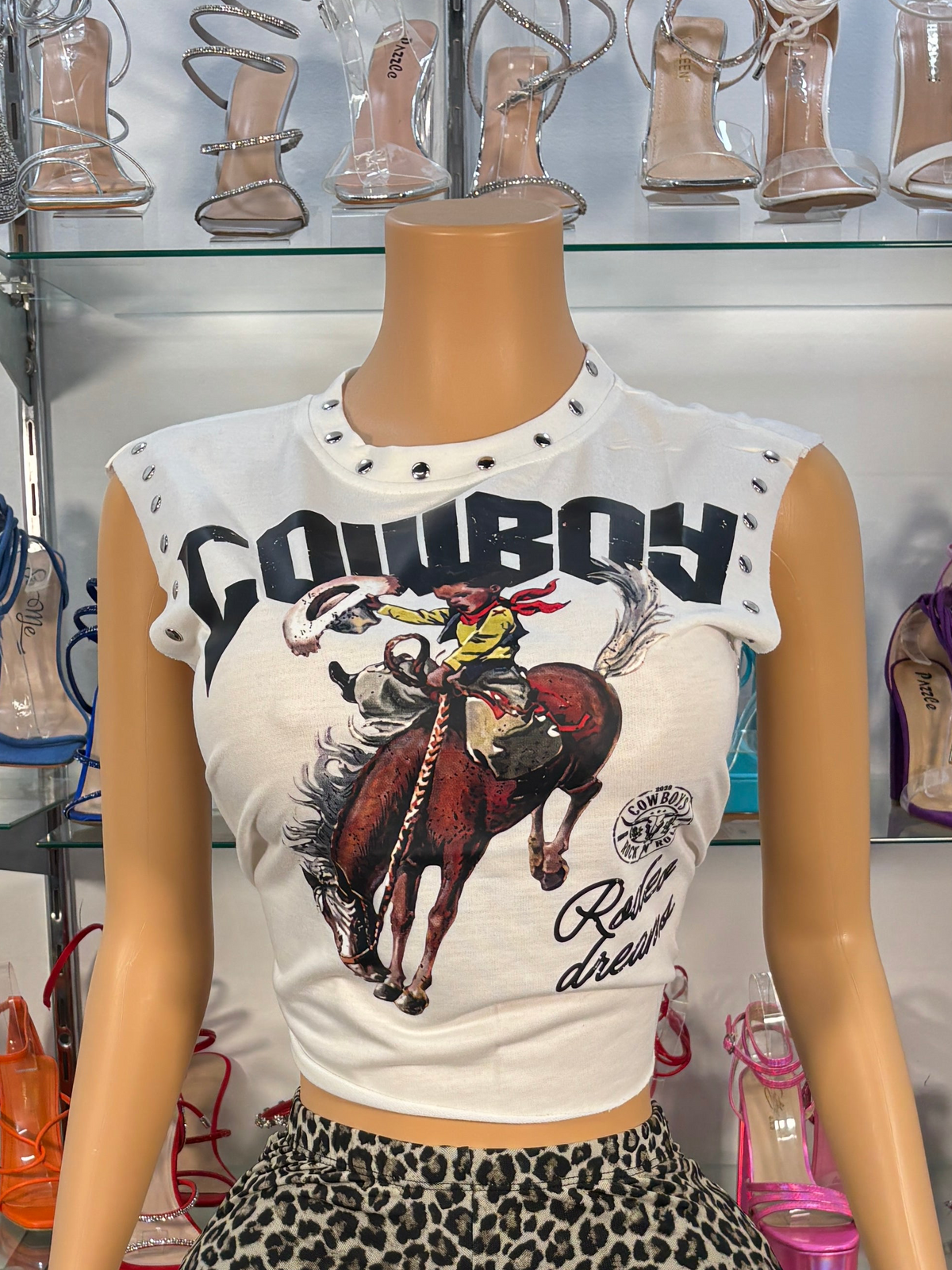 Cowboy Muscle Tee- White