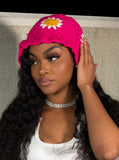 Daisy Crochet Hat- Pink