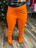 Scrunch Leather Pants- Orange