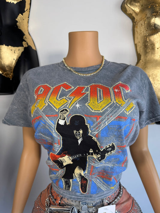 ACDC Graphic Tee - Grey Wash - Head Over Heels: All In One Boutique