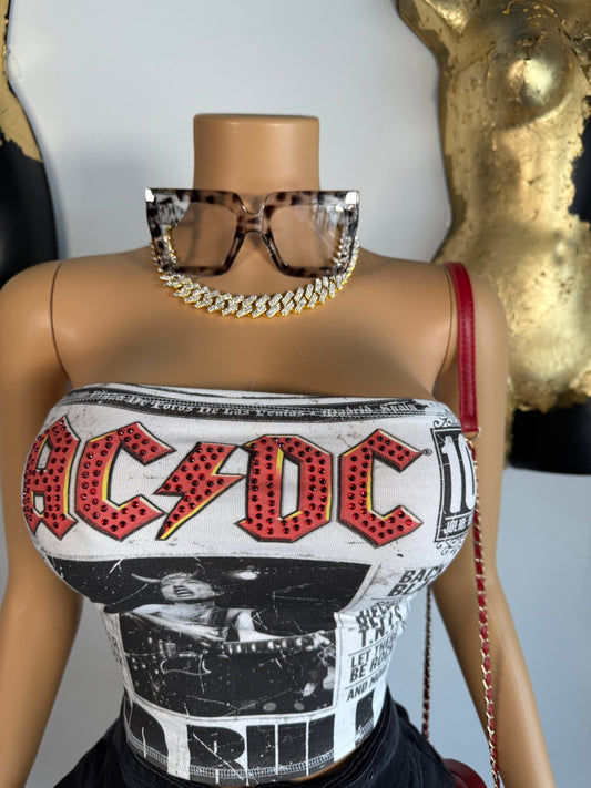 AC/DC Tube Top - White - Head Over Heels: All In One Boutique