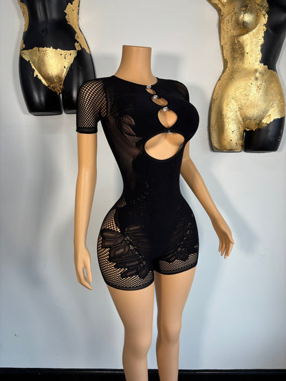 All An Illusion Romper - Black - Head Over Heels: All In One Boutique