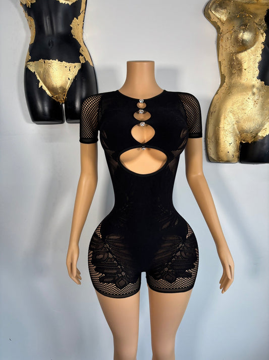 All An Illusion Romper - Black - Head Over Heels: All In One Boutique