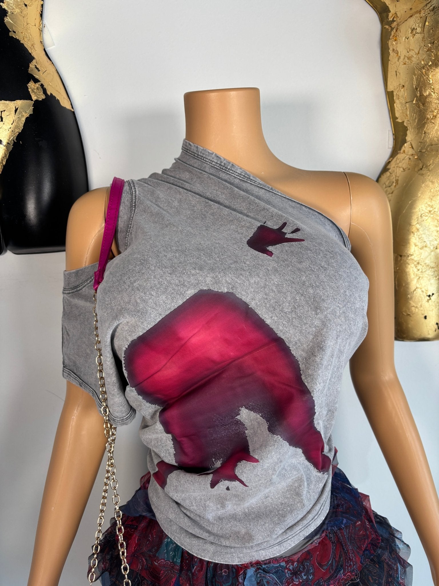 Bawdy Muscle Tee - Grey - Head Over Heels: All In One Boutique