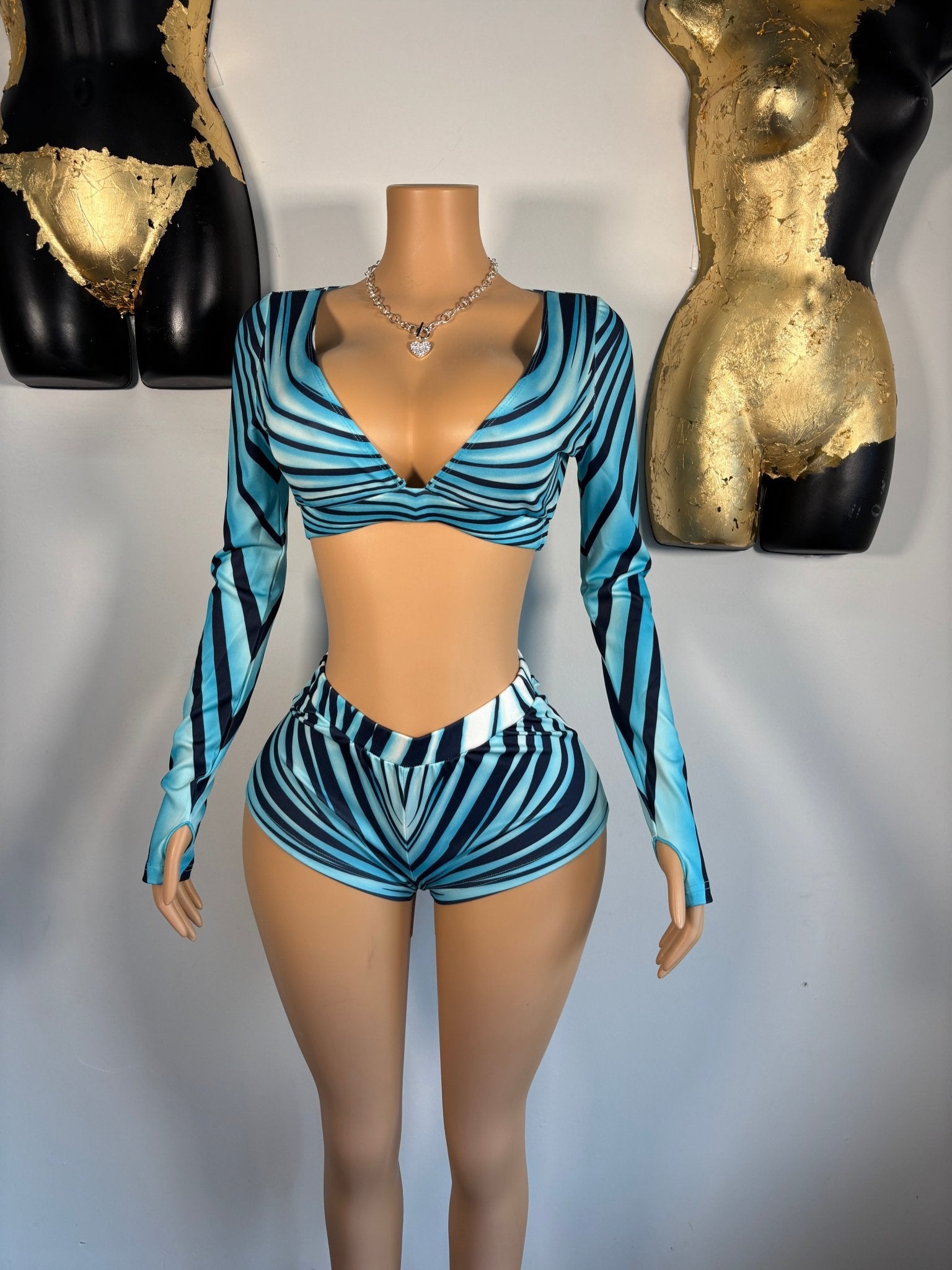 Blue Waves Short Set - Blue - Head Over Heels: All In One Boutique