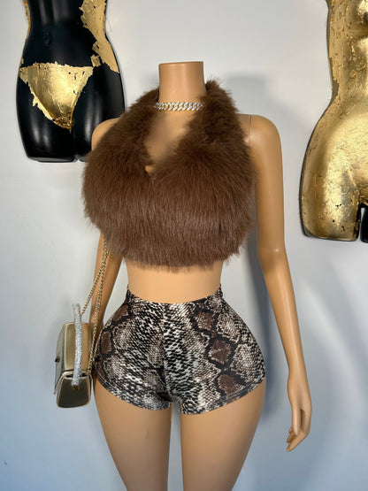Born To Be Wild Short Set - Brown - Head Over Heels: All In One Boutique