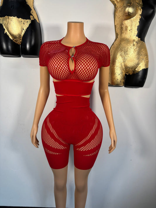 Caged Up Romper - Red One Size (FINAL SALE) - Head Over Heels: All In One Boutique