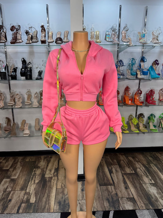 Cozy Short Set - Pink - Head Over Heels: All In One Boutique