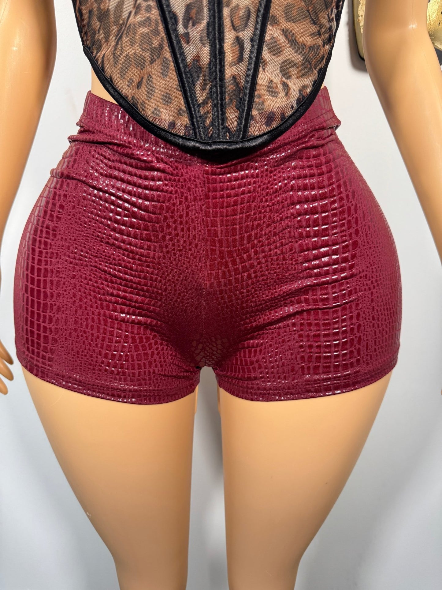 Croc Shorts - Burgundy - Head Over Heels: All In One Boutique