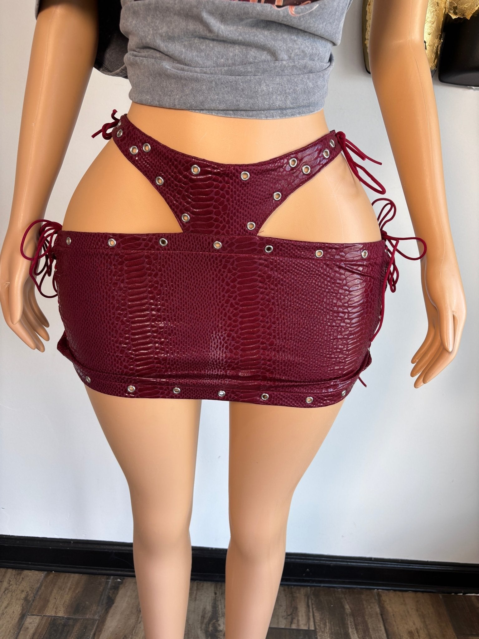 Croc Skirt - Burgundy - Head Over Heels: All In One Boutique