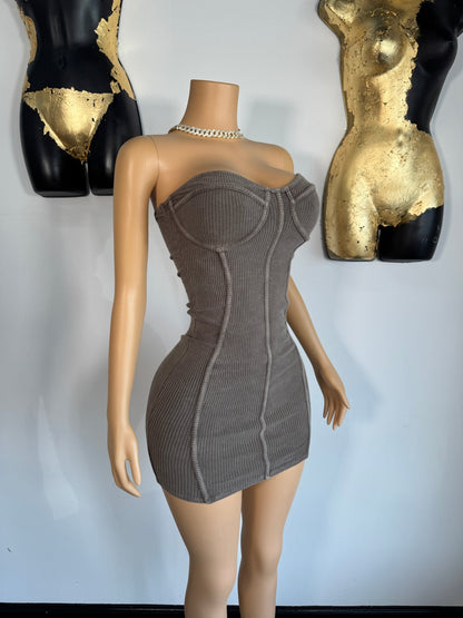 Cross Me Dress - Taupe - Head Over Heels: All In One Boutique