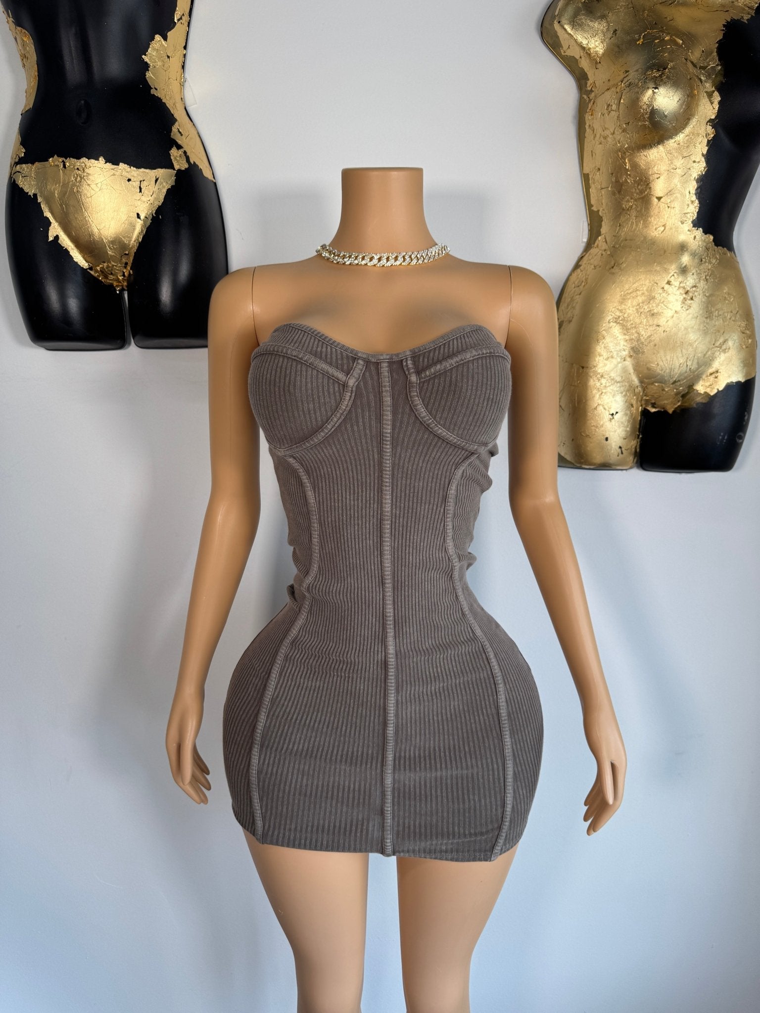 Cross Me Dress - Taupe - Head Over Heels: All In One Boutique