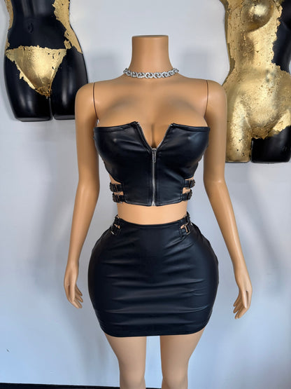 Cuff Me Skirt Set - Black - Head Over Heels: All In One Boutique