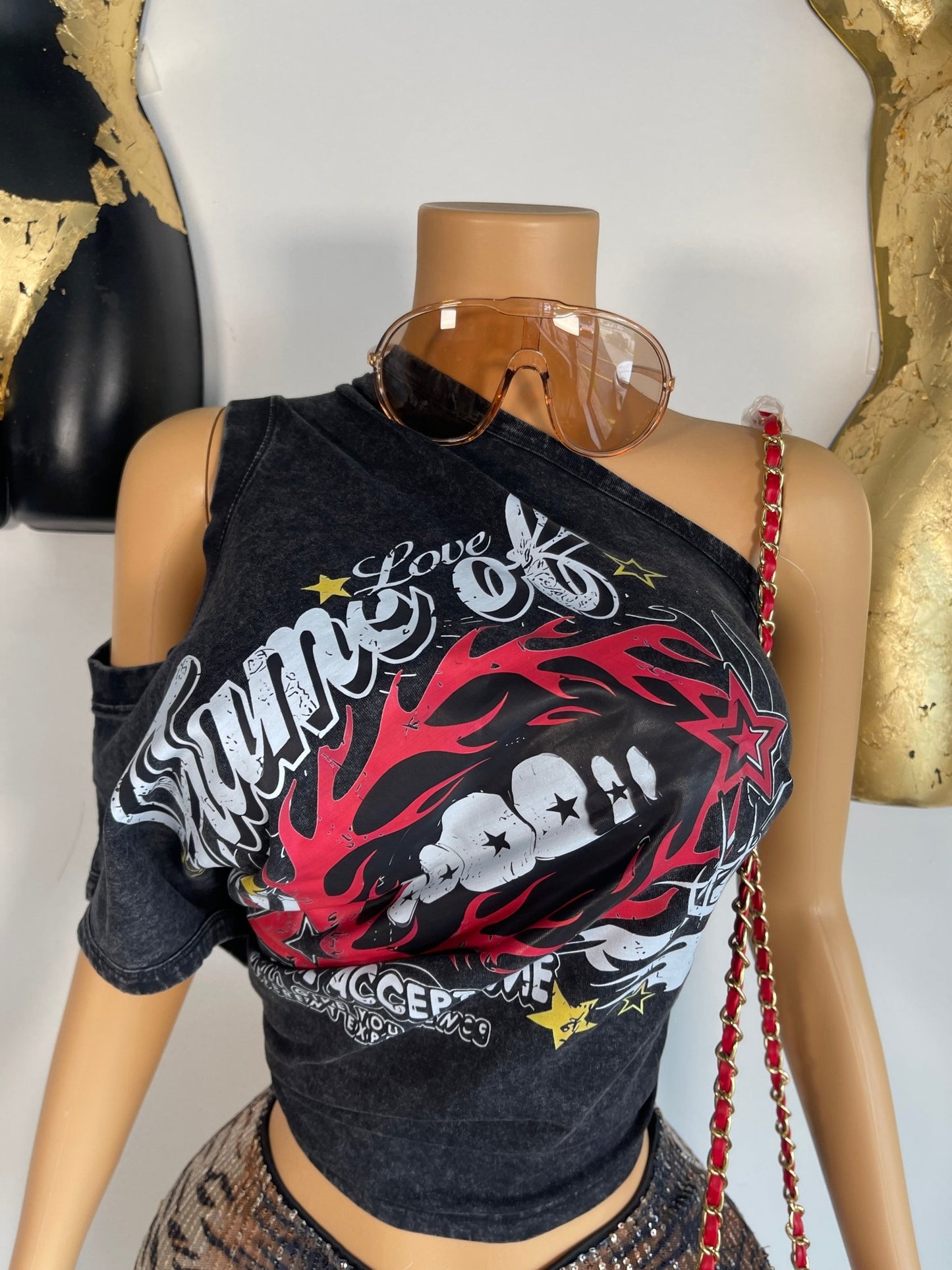 Flame Muscle Tee - Black - Head Over Heels: All In One Boutique