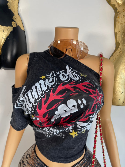 Flame Muscle Tee - Black - Head Over Heels: All In One Boutique