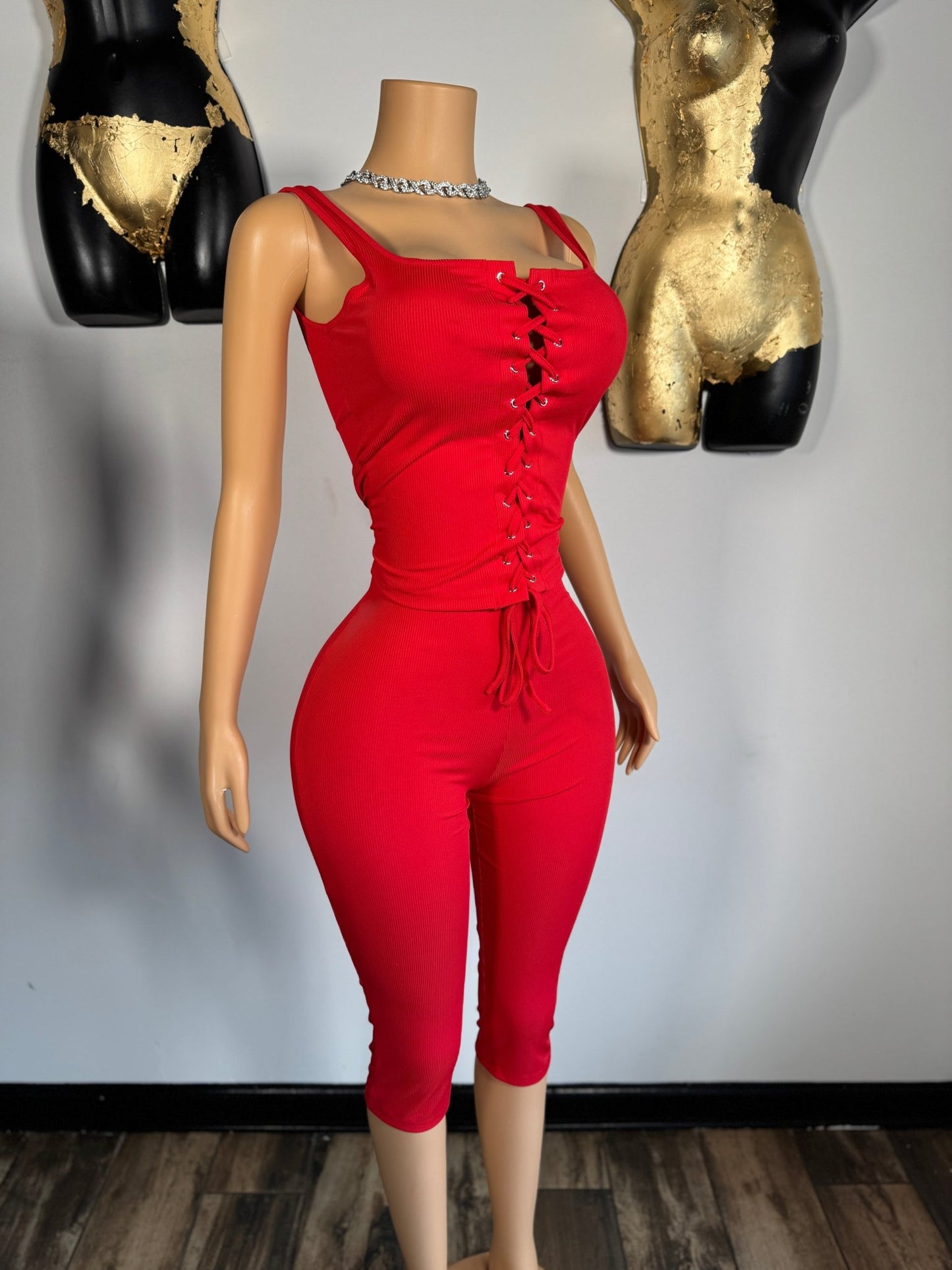 For The Night Capri Set - Red - Head Over Heels: All In One Boutique