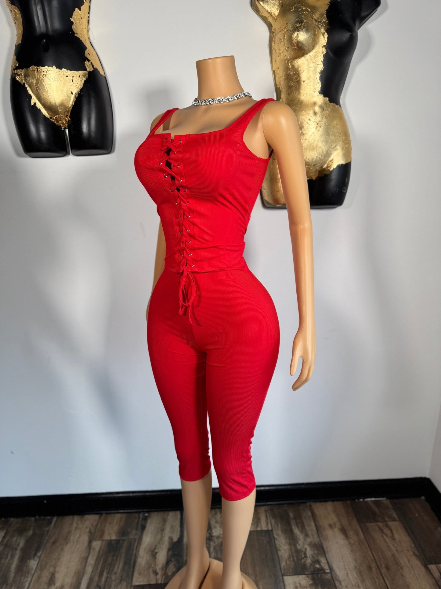 For The Night Capri Set - Red - Head Over Heels: All In One Boutique