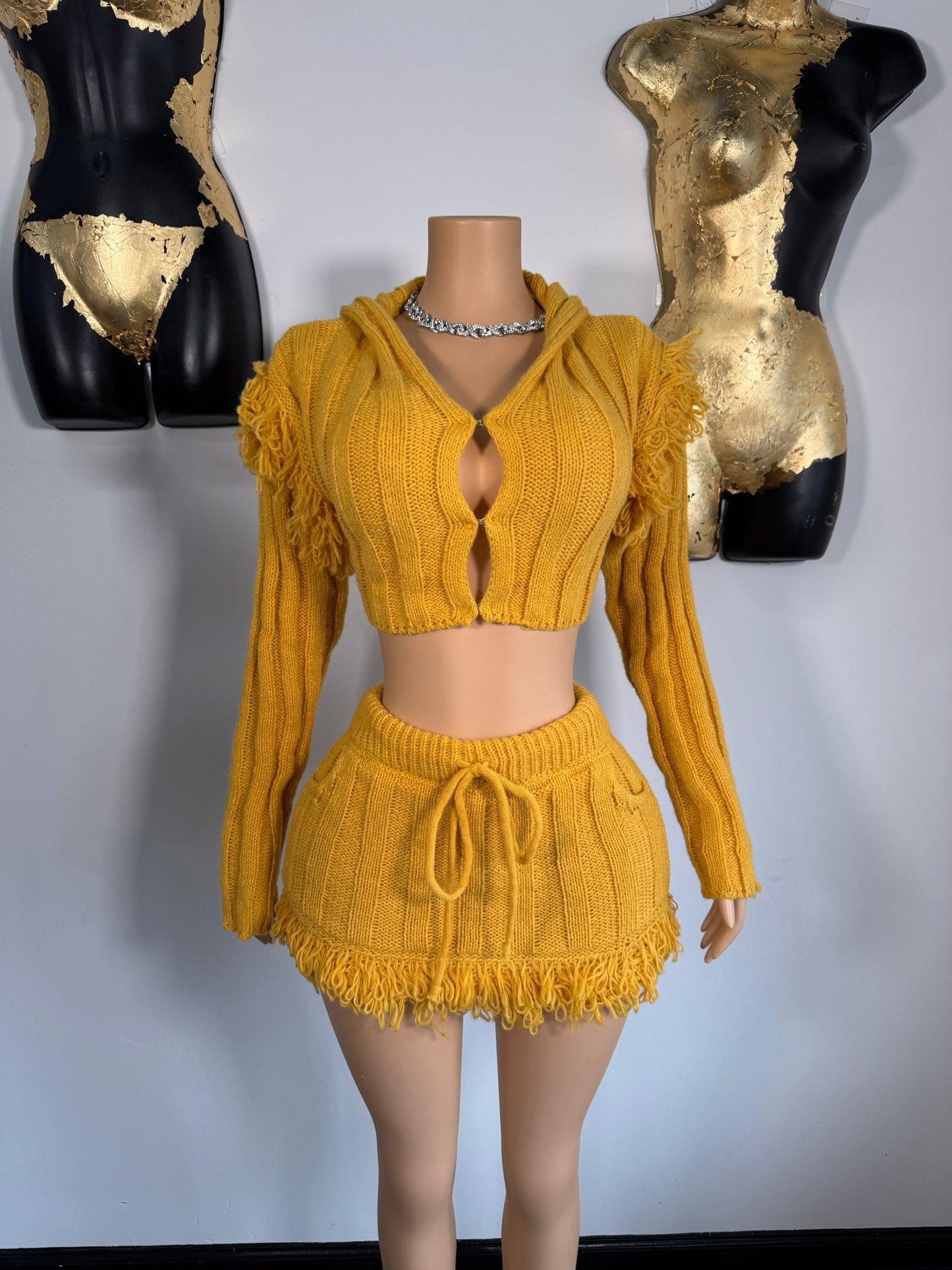 Fringe w/ Benefits Skirt Set - Mustard - Head Over Heels: All In One Boutique