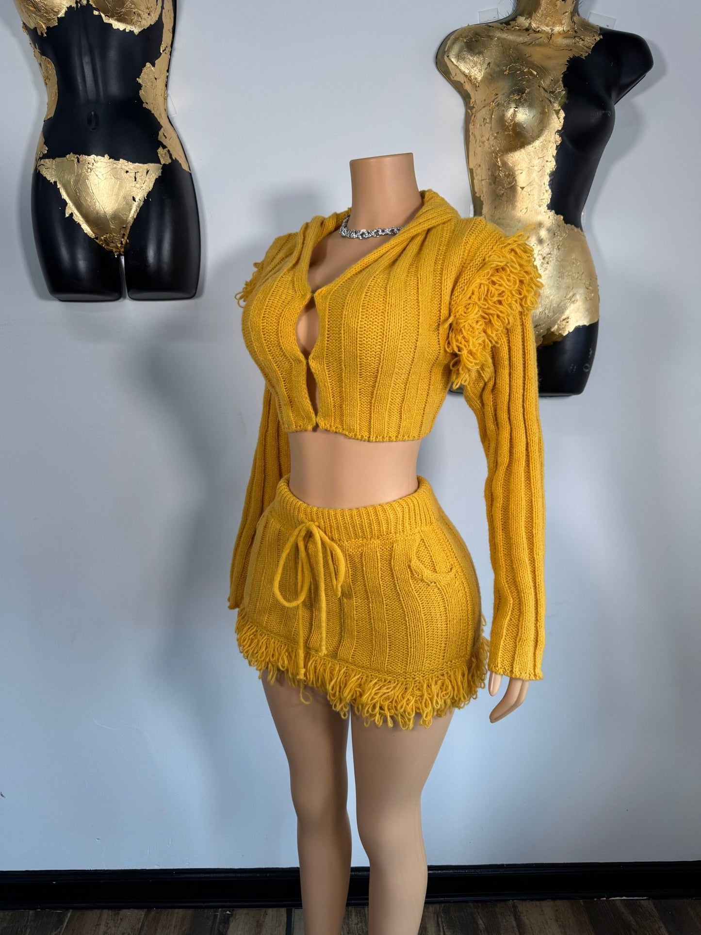 Fringe w/ Benefits Skirt Set - Mustard - Head Over Heels: All In One Boutique