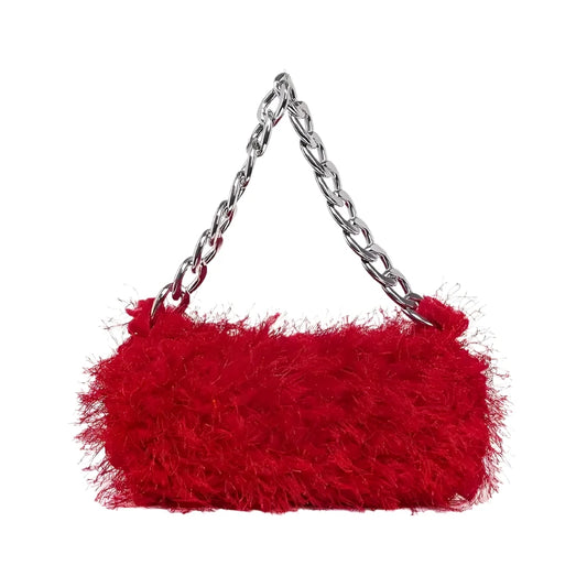 Furry Handbag- Red - Head Over Heels: All In One Boutique