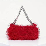 Furry Handbag- Red