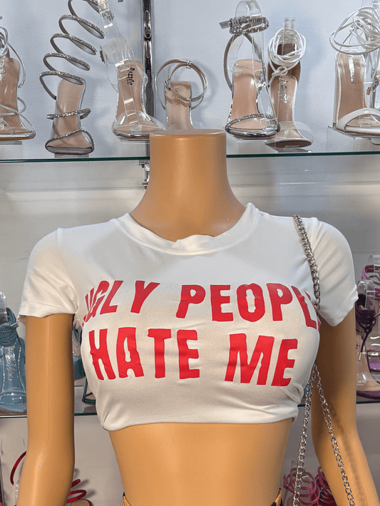 Hate Me Crop Top- White - Head Over Heels: All In One Boutique